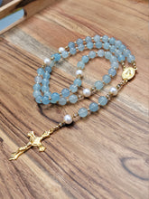 Load image into Gallery viewer, Aquamarine and Pearl Rosary