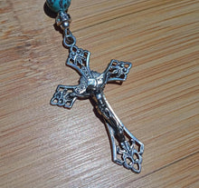 Load image into Gallery viewer, Our Lady of Guadalupe Rosary, Turquoise, Swarovski Crystals, and Sterling Silver
