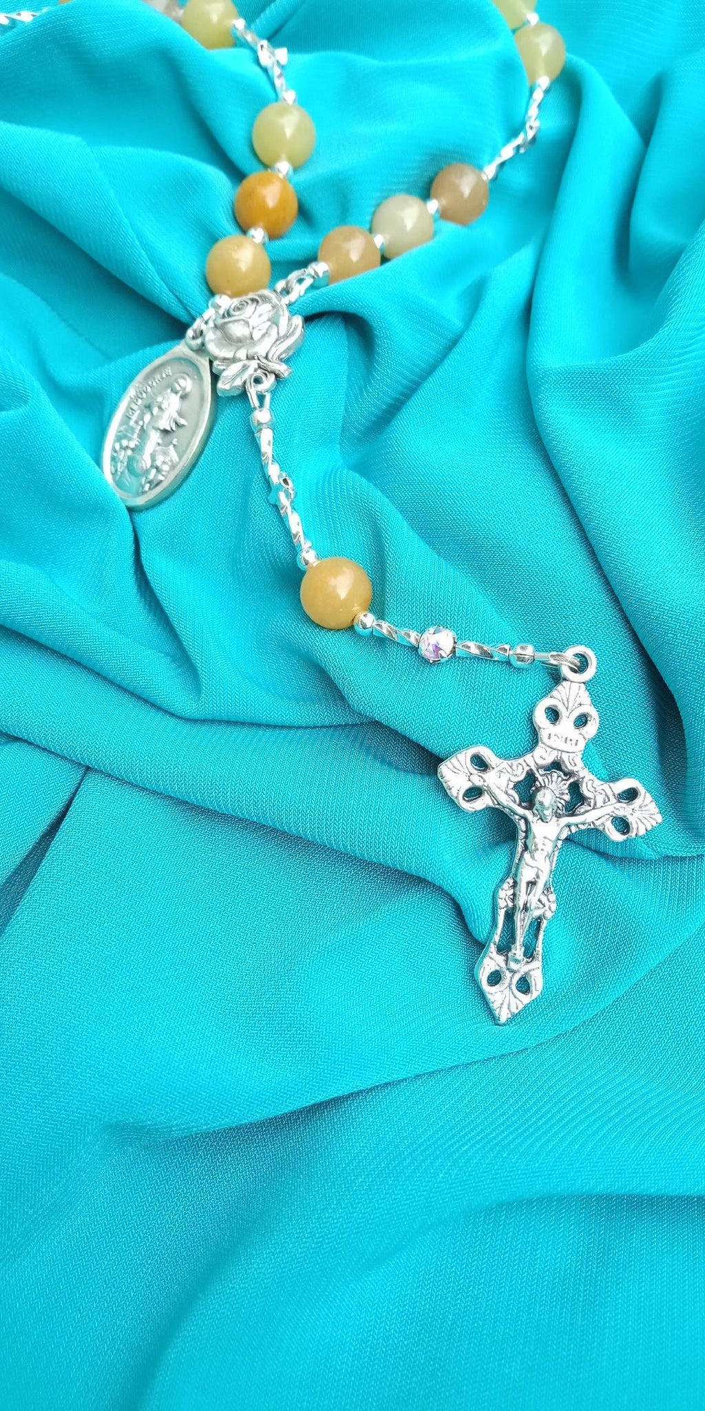 Yellow Jade Crystal Medugorje cheapest Peace Chaplet