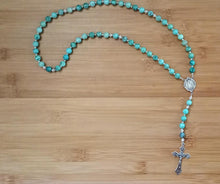 Load image into Gallery viewer, Our Lady of Guadalupe Rosary, Turquoise, Swarovski Crystals, and Sterling Silver
