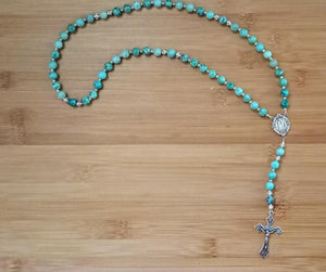 Our Lady of Guadalupe Rosary, Turquoise, Swarovski Crystals, and Sterling Silver