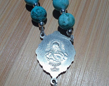 Load image into Gallery viewer, Our Lady of Guadalupe Rosary, Turquoise, Swarovski Crystals, and Sterling Silver
