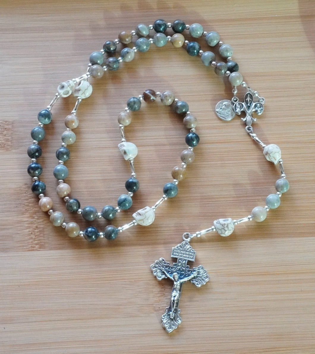 Momento Mori Rosary - Stone and Silver