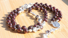 Load image into Gallery viewer, Red Garnet and Sterling Silver Divine Mercy Chaplet
