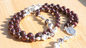 Red Garnet and Sterling Silver Divine Mercy Chaplet