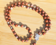 Load image into Gallery viewer, Red Jasper and River Stone Rosary
