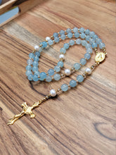 Load image into Gallery viewer, Aquamarine and Pearl Rosary
